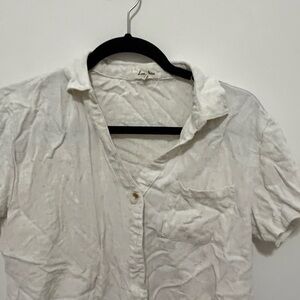 Love Notes White Casual Button Down Shirt